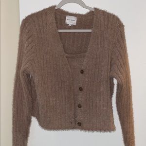 fuzzy tank and cardigan set